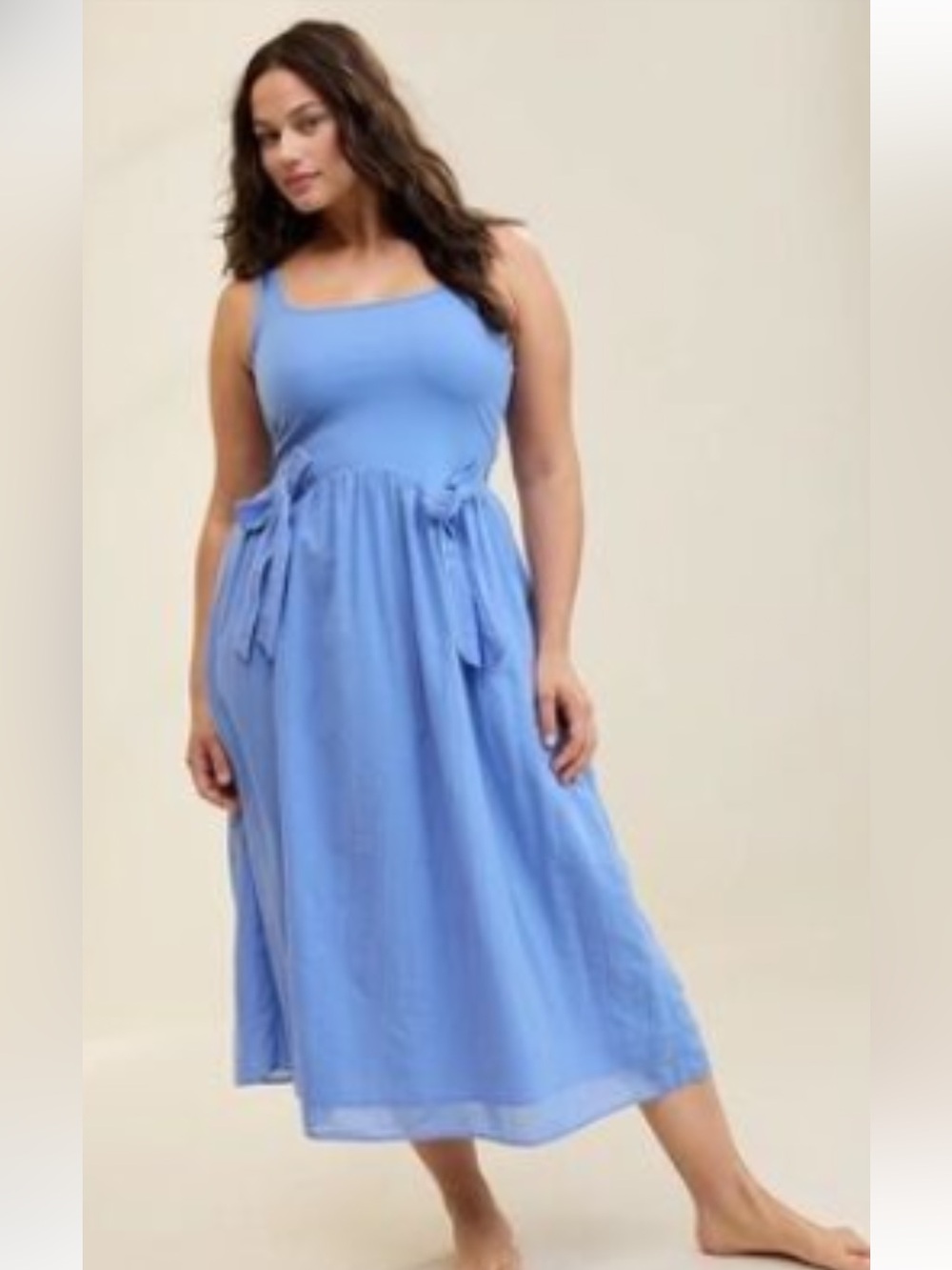 Size Large - Aerie Periwinkle Tank Midi Dress with Tie Waist